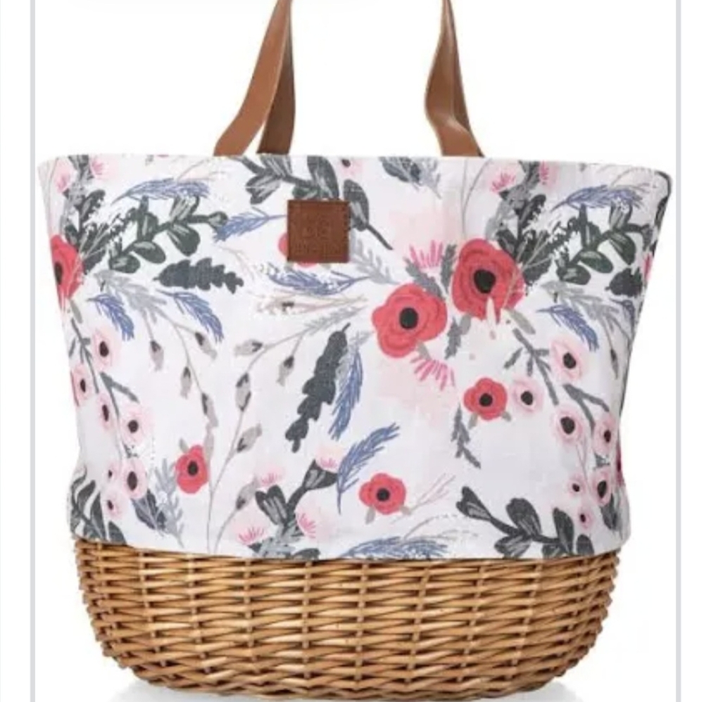 Coronado Basket Tote In A Floral Print